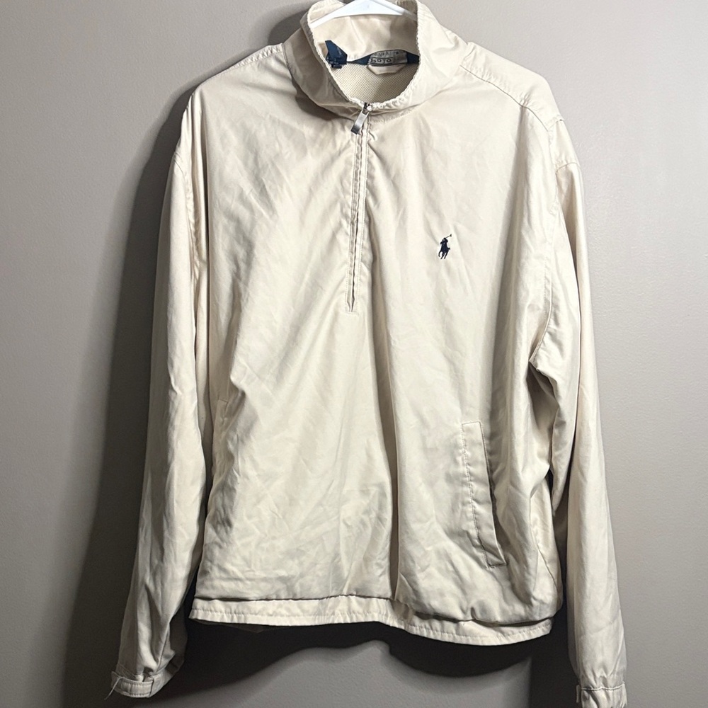 Polo by Ralph Lauren Men's Cream Quarter-Zip Windbreaker